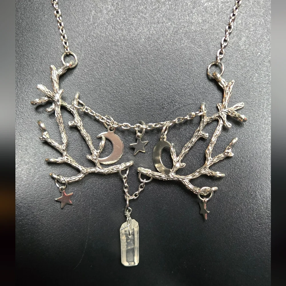 Quartz crystal Silver Celestial Necklace 13"/26" adjustable - Picture 7 of 7